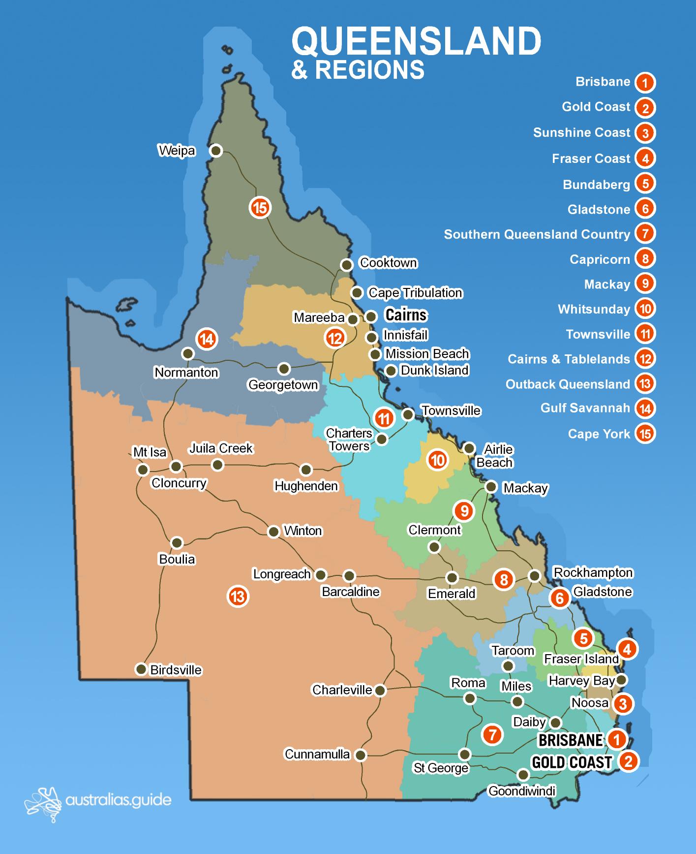 Map of Queensland | Queensland - Australia's Guide
