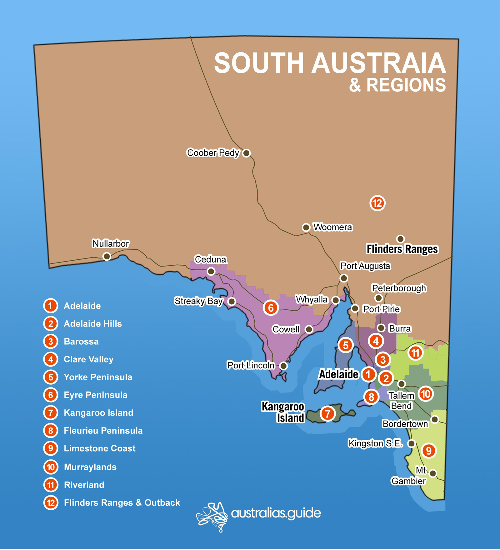 south australia tourist attractions map